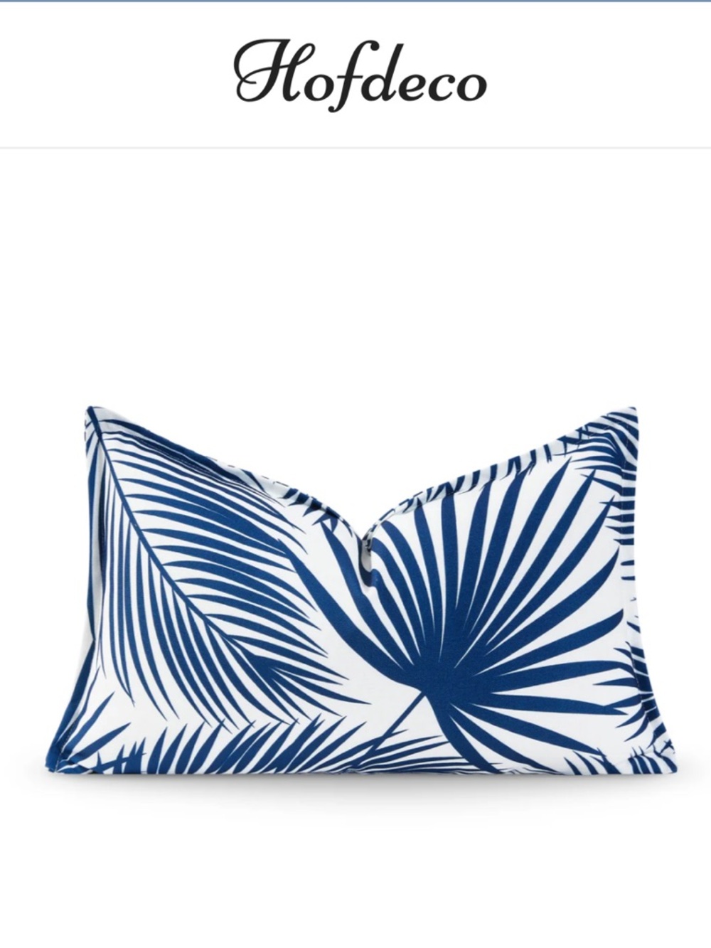 LUX Hofdeco Coastal Hampton Style Indoor Outdoor Lumbar 12x20 Navy Blue Leaf